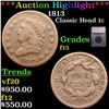 ***Auction Highlight*** 1813 Classic Head Large Cent 1c Graded f15 BY SEGS (fc)