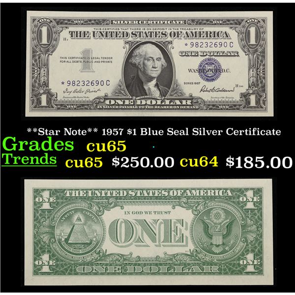 **Star Note** 1957 $1 Blue Seal Silver Certificate Grades Gem CU