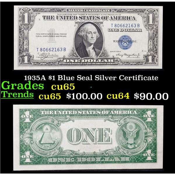 1935A $1 Blue Seal Silver Certificate Grades Gem CU