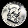 Image 2 : 1957-d Franklin Half Dollar 50c Grades Choice Unc FBL
