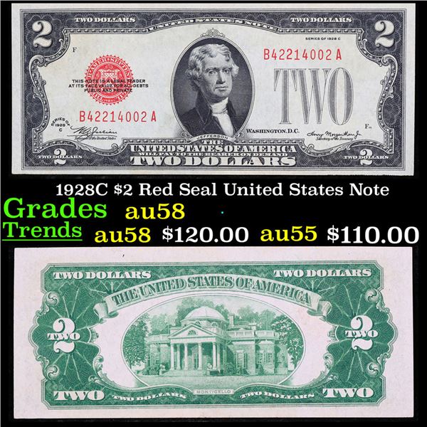 1928C $2 Red Seal United States Note Grades Choice AU/BU Slider