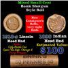 Image 1 : Mixed small cents 1c orig shotgun roll, 1918-s Wheat Cent, 1895 Indian Cent other end, Brinks Wrappe