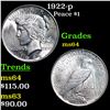 Image 1 : 1922-p Peace Dollar $1 Grades Choice Unc