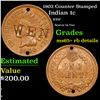 Image 1 : 1902 Indian Cent Counter Stamped 1c Grades Gem+ RB Details