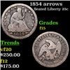 Image 1 : 1854 arrows Seated Liberty Quarter 25c Grades f+
