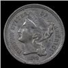 Image 2 : 1873 Open 3 Three Cent Copper Nickel 3cn Grades Unc Details