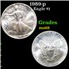 Image 1 : 1989-p Silver Eagle Dollar $1 Grades GEM+++ Unc