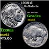Image 1 : 1938-d Buffalo Nickel 5c Grades GEM Unc
