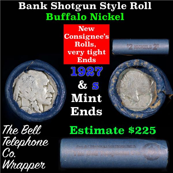 Buffalo Nickel Shotgun Roll in Old Bank Style 'Bell Telephone'  Wrapper 1927 & s Mint Ends