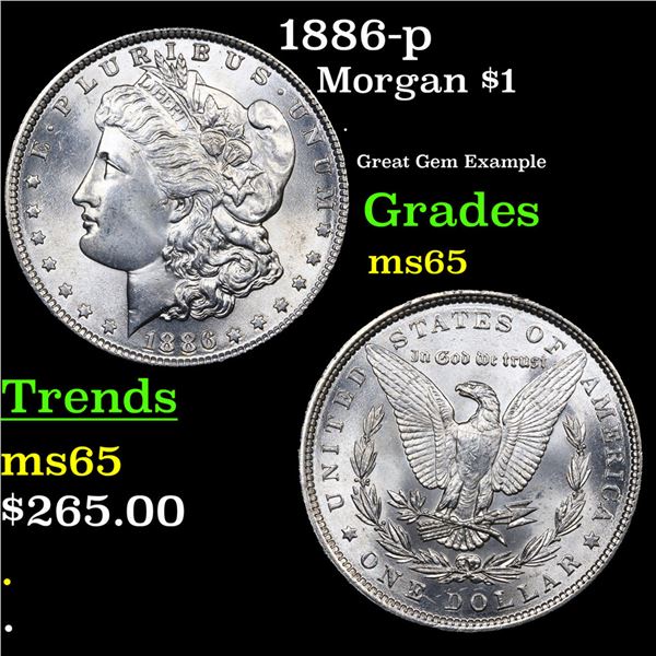 1886-p Morgan Dollar $1 Grades GEM Unc