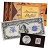 Image 1 : 2001 United State Mint American Buffalo $1 Silver Commem Coin & Currency Set. 2001-D Silver Buffalo 