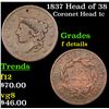 Image 1 : 1837 Coronet Head Large Cent Head of 38 1c Grades f details