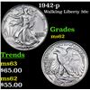 Image 1 : 1942-p Walking Liberty Half Dollar 50c Grades Select Unc