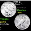 Image 1 : 1925-p Peace Dollar $1 Grades GEM Unc