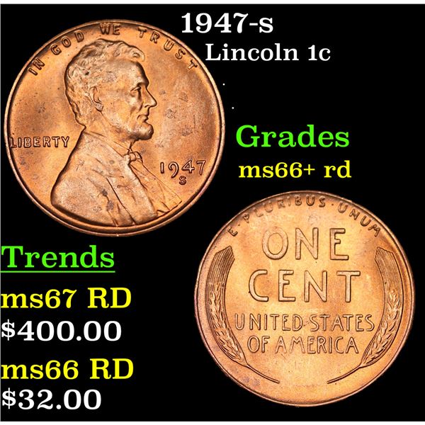 1947-s Lincoln Cent 1c Grades GEM++ RD