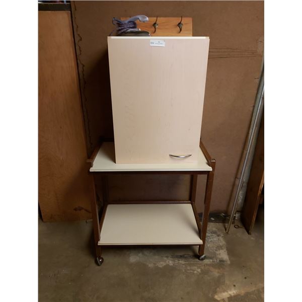 Rolling Table  Cabinet  Vintage General Electric Iron and coat rack