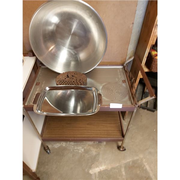Vintage Salton Hot Tray on Wheels, Large Mixing Bowl and More