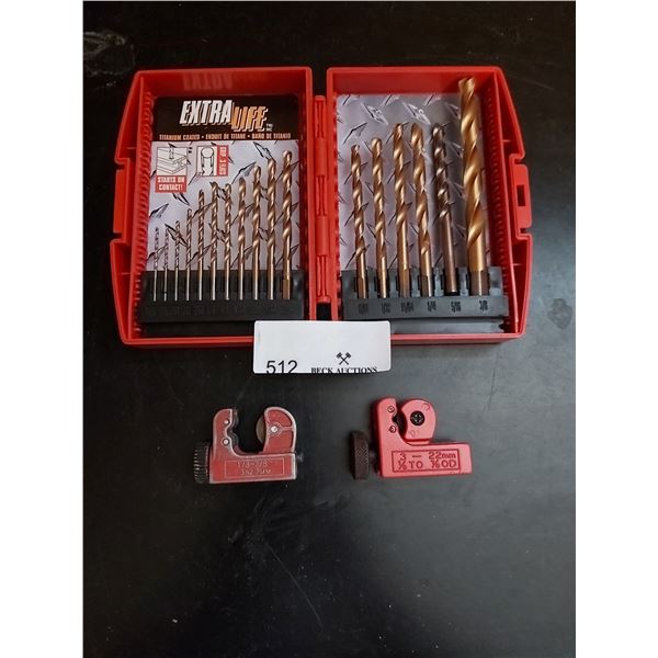 Two 1/3 - 7/8 Screw Feed Tubing Cutters and Drill Bits
