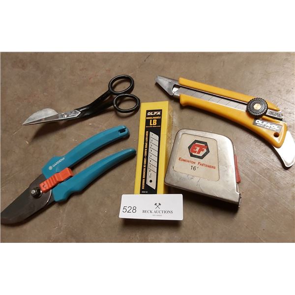 Duckbill Napping Shears, Olfa Blade Cutter, Gardena Shears, Measuring Tape & More