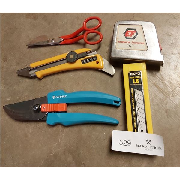 Solingen Duckbill Napping Shears, Olfa Blade Cutter, Gardena Shears, Measuring Tape & More