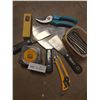 Image 1 : Assortment of Screwdriver bits, Tape Measure, Gardena Pruners, Scrapers, Olfa Knife & more