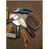 Image 4 : Assortment of Screwdriver bits, Tape Measure, Gardena Pruners, Scrapers, Olfa Knife & more