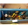 Image 2 : Wooden Tool Box with Assorted Tools and Hard Hat