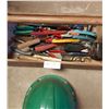 Image 2 : Wooden Tool Box with Assorted Tools and Hard Hat