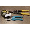 Image 1 : Prosnip Tin Cutters, Measuring Tape, Gardena Pruning Shears, and Measuring Tape