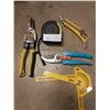 Image 1 : Stanley 14-563 Tin Snips, Gardena Pruning Shears, Measuring Tape and Utility Knife