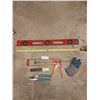 Image 1 : Cox Calking Gun, Work Gloves, Measuring tape, Olfa Knife, Level & Gardena Shears