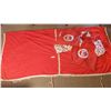 Image 1 : Red Fleece Horse Blanket and 2 Womens Jockey Shirts (Small - Medium) and hat