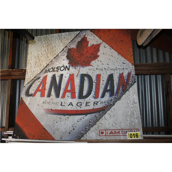 Coraplast Molson Canadian sign. Approx. 4'x4'