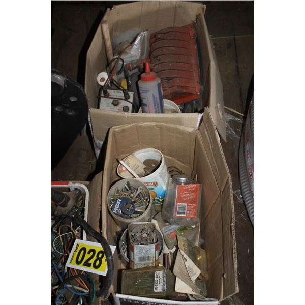 3- Boxes of misc. elec., nails, screws, etc.