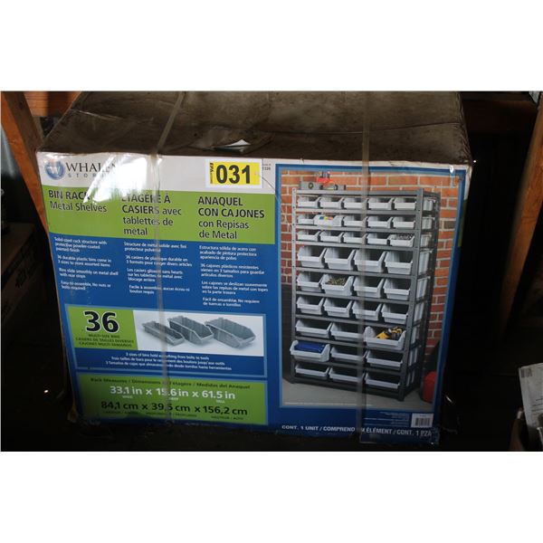 New bin rack with 36 bins