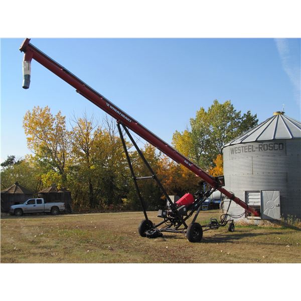 Wheatheart R8-41 grain auger c/w mover & bin sweep attach. c/w Kohler 25 HP motor