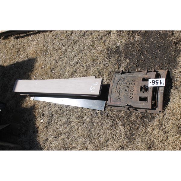 Antique feed cooker door & misc. flooring