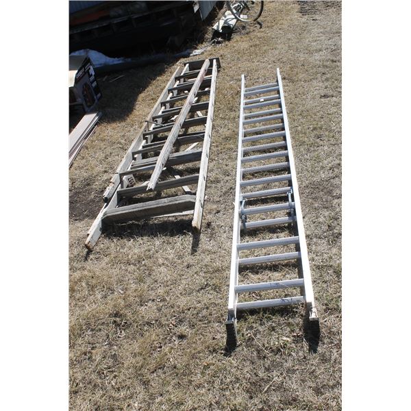 2- Wooden step ladders and 1- Alum. Ladder
