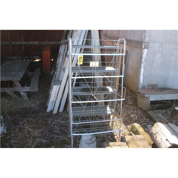 Gray shelving, showcase racking