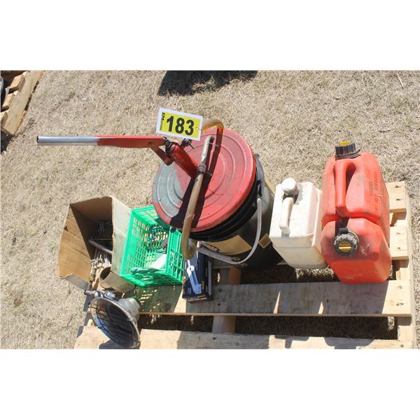 Oil pail pump, jerry cans, suction pump and propane heater