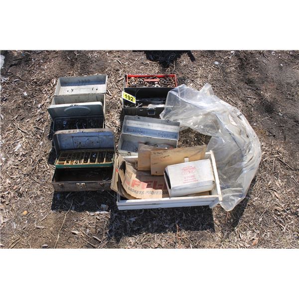 Old tool boxes c/w misc. bolts and tools