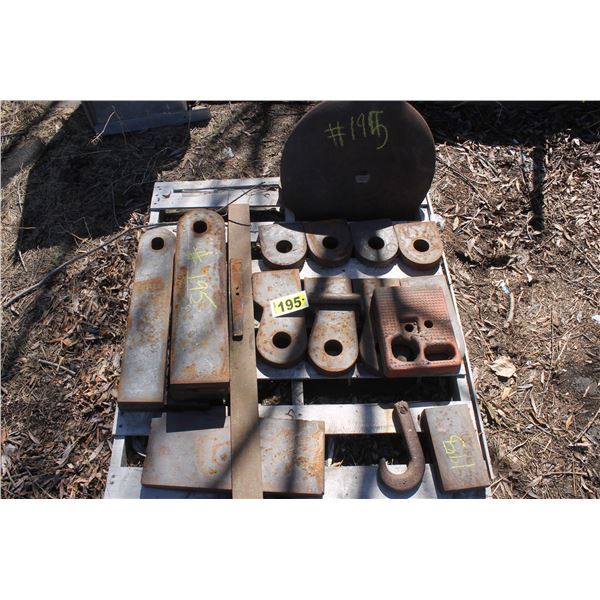 Pallet of heavy steel pieces, disc blade