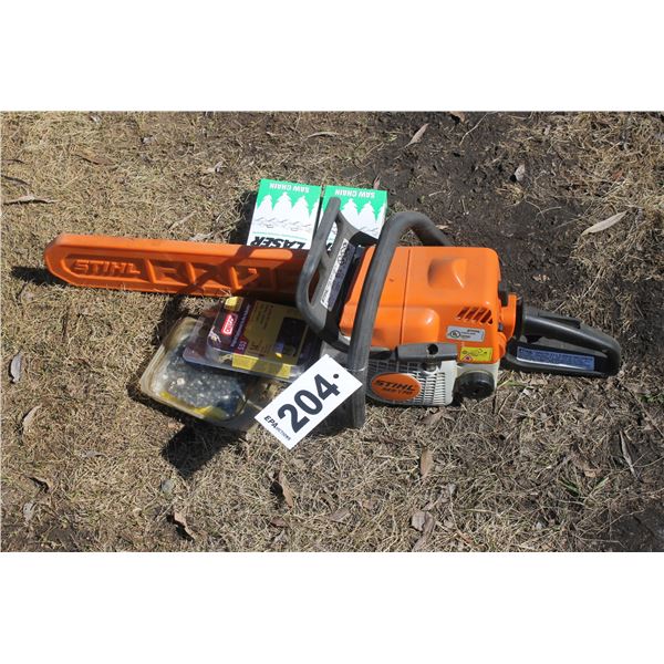 Stihl MS 170 power saw & spare chains