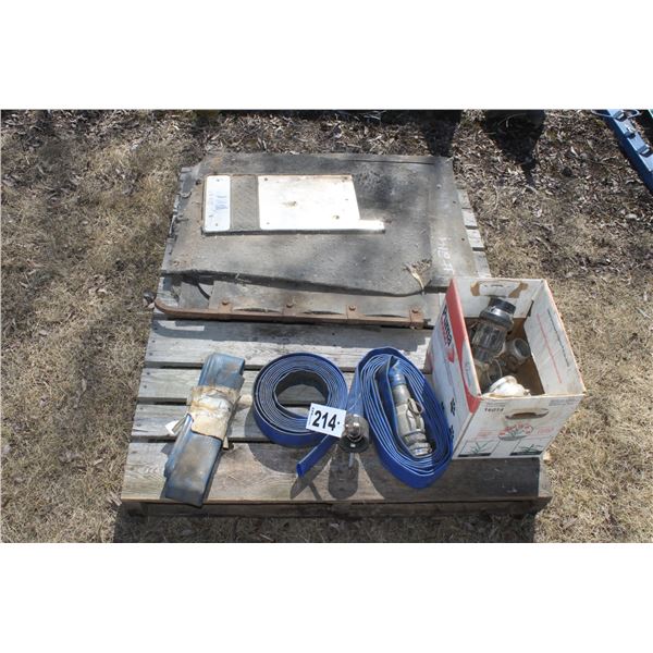 Flex water hose, assorted couplers and mud flaps