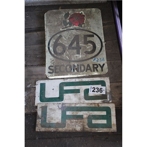 2- UFA signs, sears sign, road signs
