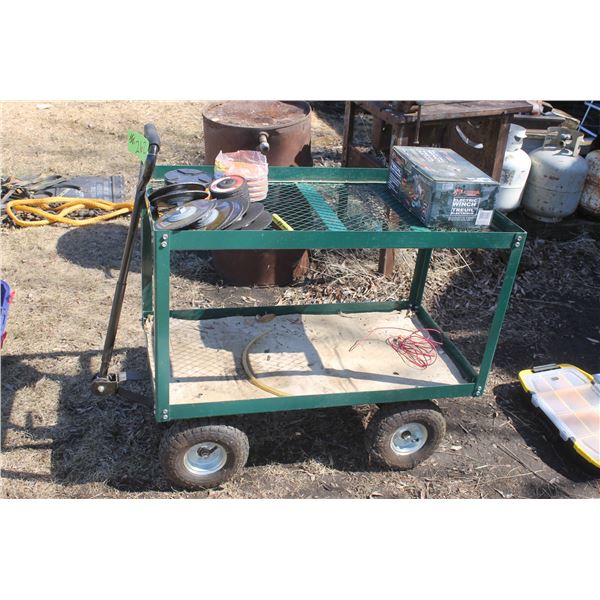 Green cart on wheels