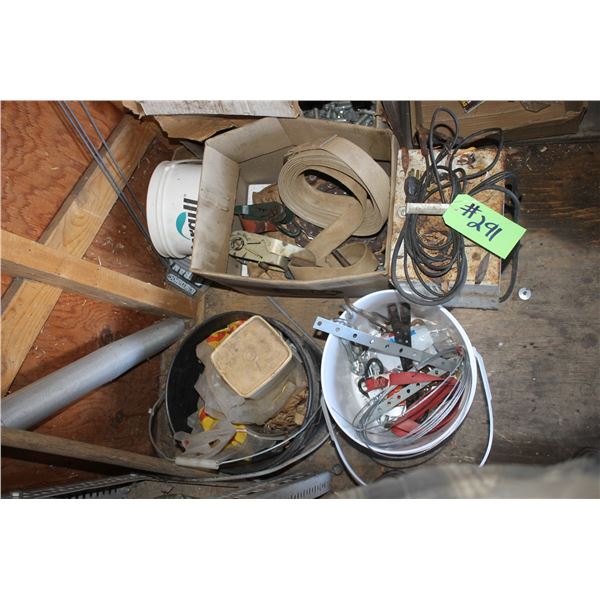 Saw blades, battery charger, cable, ratchet straps( south side)