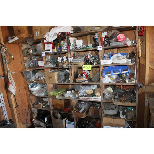 Wood shelf c/w qty of good misc.(west side)