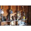 Image 2 : Misc. on west wall- tapes, wrenches, bit & brace, tape measures, gauges etc.