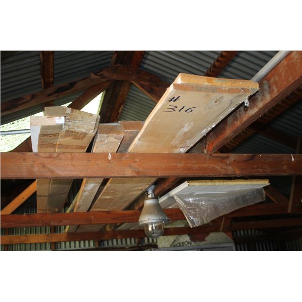 Misc. wood and metal (in rafters of oil shed)